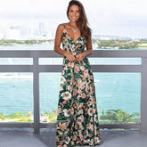 Elegant Long Sexy Beach Dress Women New High Waist Sleeveless V Neck Dress - Acapparelstore